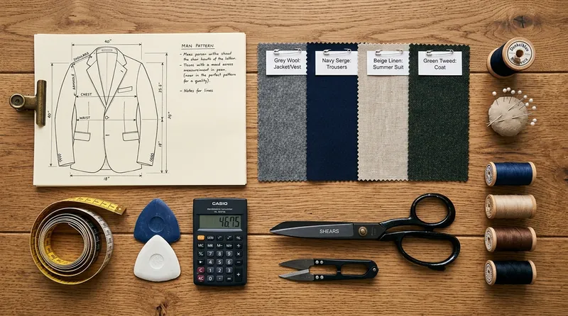 Diagram showing how tailoring shops calculate stitching charges from multiple cost factors